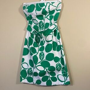 B Smart Strapless Green Leaf Dress A Line Cotton Size 7 / 8